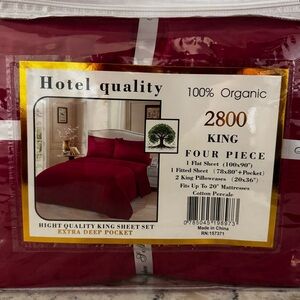 KING Sheet Set - Solid Cranberry Striped - Fits up to 20” Mattresses - NEW!